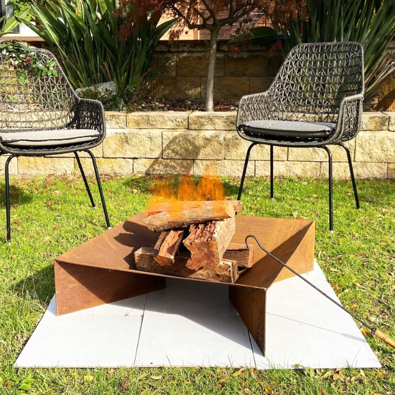 70CM Fuji Square Fire Pit On Fire Outdoor