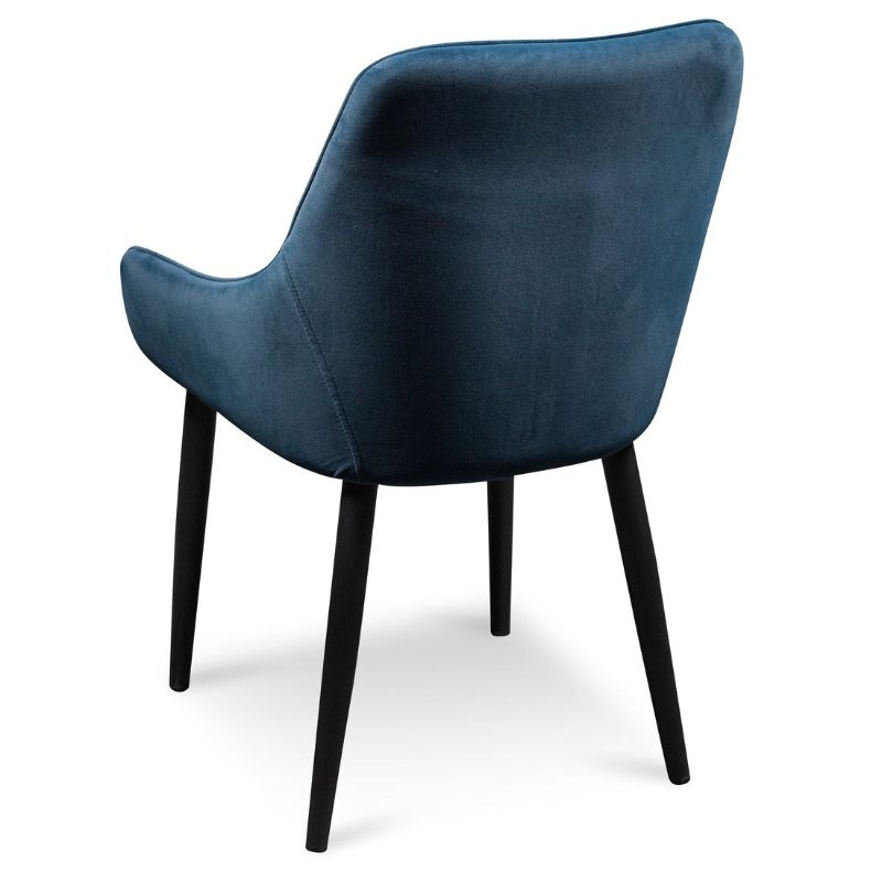 Auden Dining Chair Set Of 2 Pebble Navy Blue And Black Back Angle