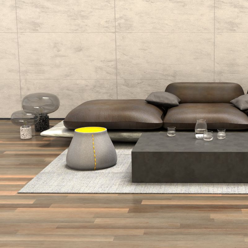 Bloc L5 Concrete Coffee Table in Living Room With Sofa Set