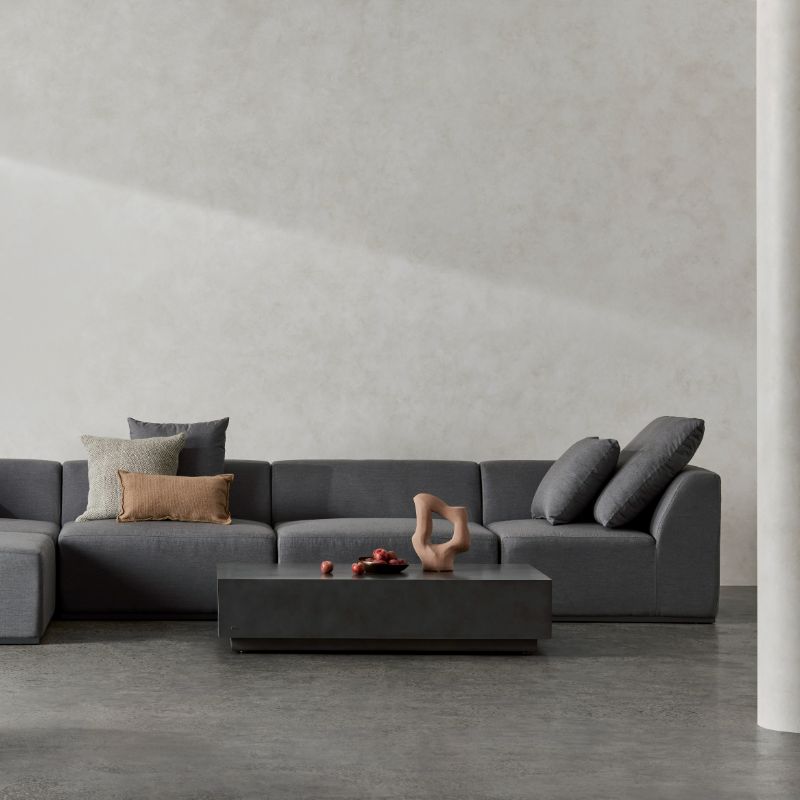 Bloc L6 Concrete Coffee Table With Sofa Set In Living Space