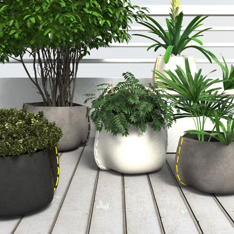 Stitch 50 Designer Pot Plant Natural Bone With Plants Outdoor