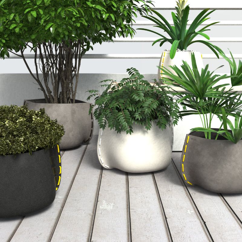Stitch 75 Designer Pot Plant Bone Natural Graphite With Plants