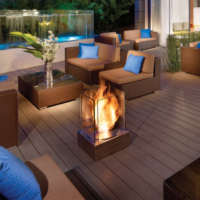 Mini T Ethanol Fire Pit on the deck