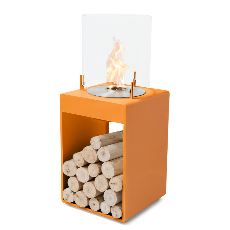 Pop 3T Tall Ethanol Fireplace orange with stainless steel burner