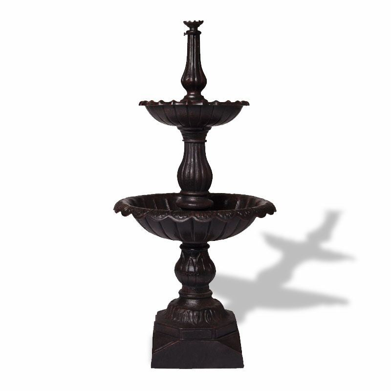 2 Tier Cast Iron Garden Fountain Black