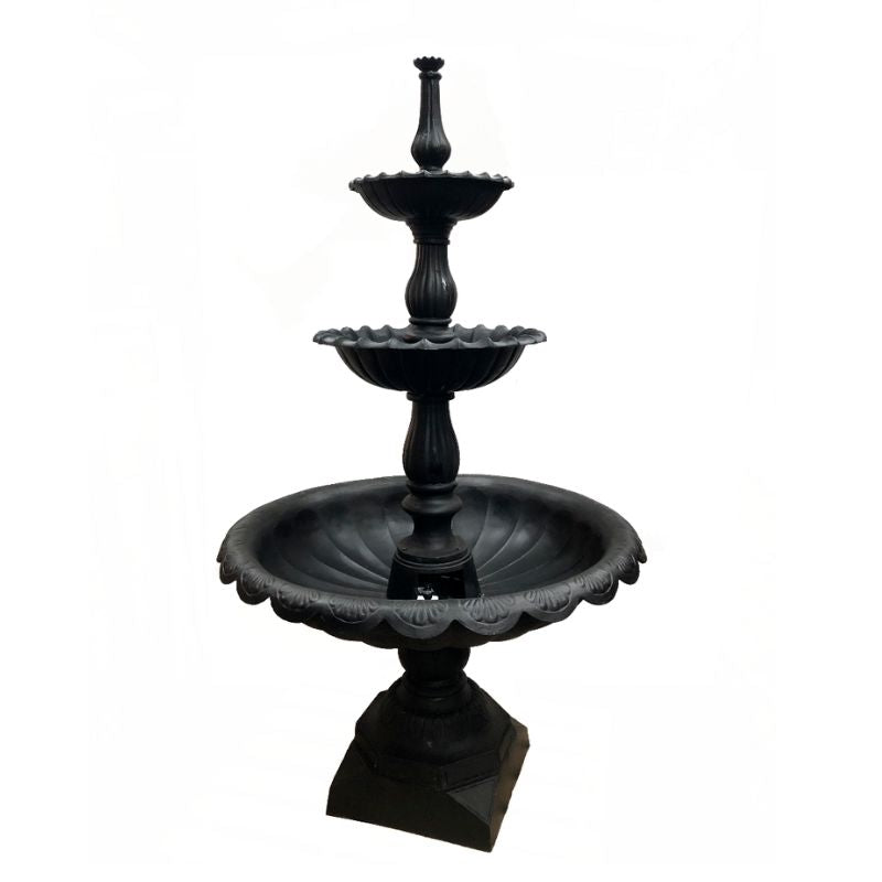 3 Tier Cast Iron Garden Fountain Black