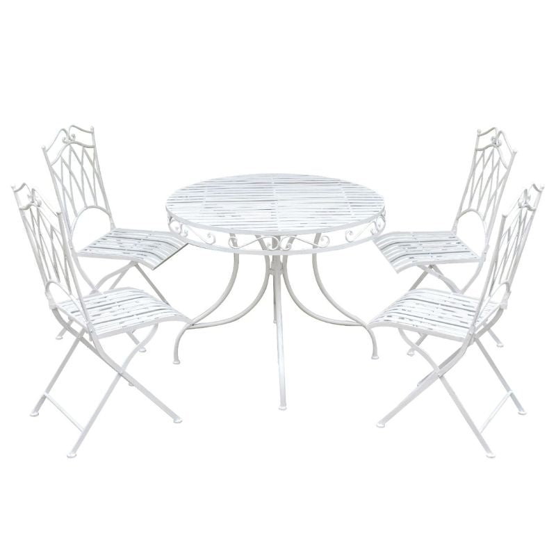 Albany 5 Piece Iron Round Garden Table Set Full
