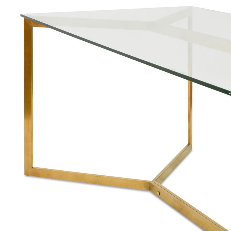 Amberly 190CM Glass Dining Table Golden Base