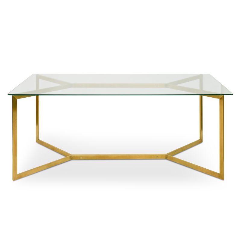 Amberly 190CM Glass Dining Table Golden Front