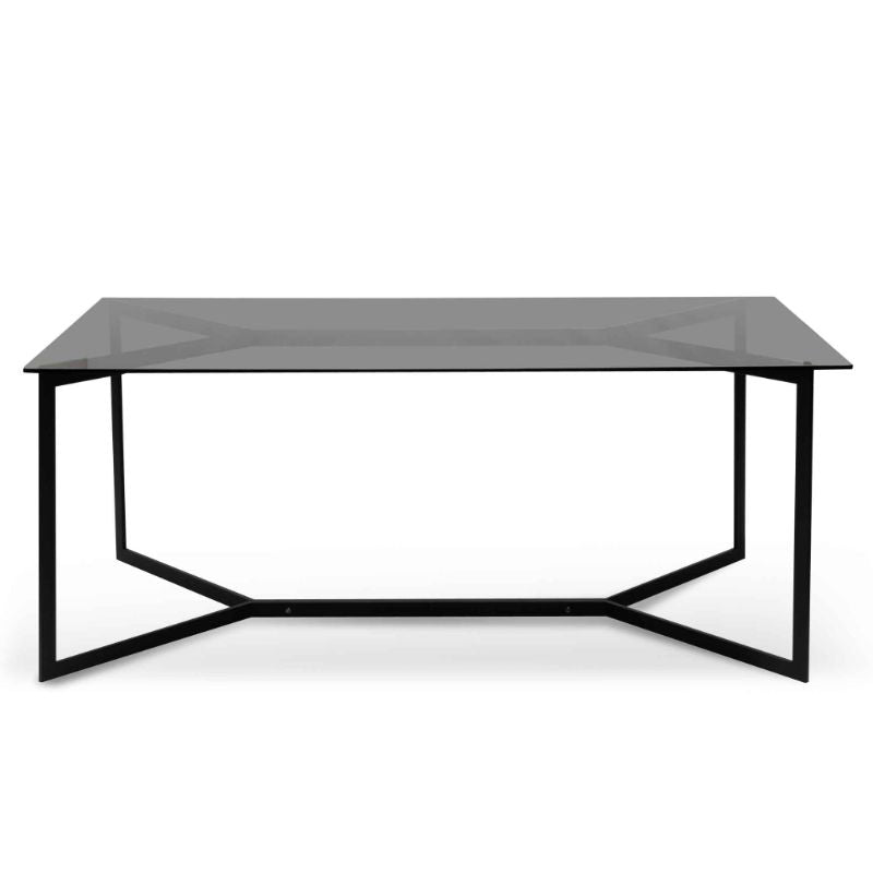 Amberly 190CM Glass Dining Table Grey And Black Front
