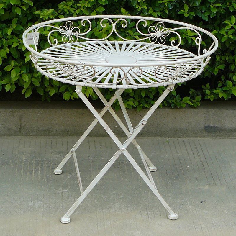 Amy Metal Round Tray Table White