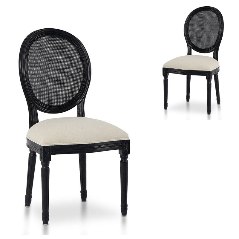 Aniston Wooden Dining Chair Light Beige And Black Set
