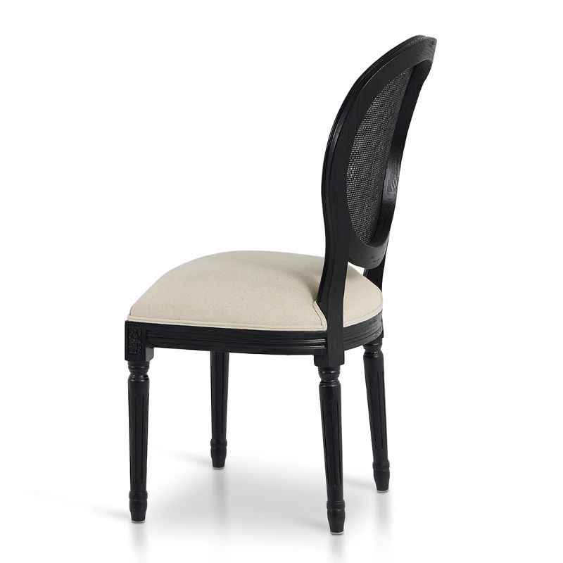 Aniston Wooden Dining Chair Light Beige And Black Side View