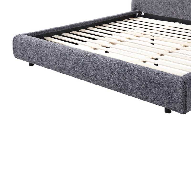 Arbourbay Queen Bed Frame Charcoal Pepper Boucle Box Corner View