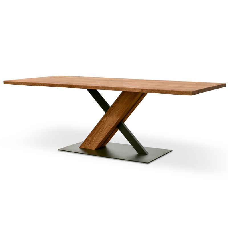Archer 220CM Oak Wooden Dining Table Angle