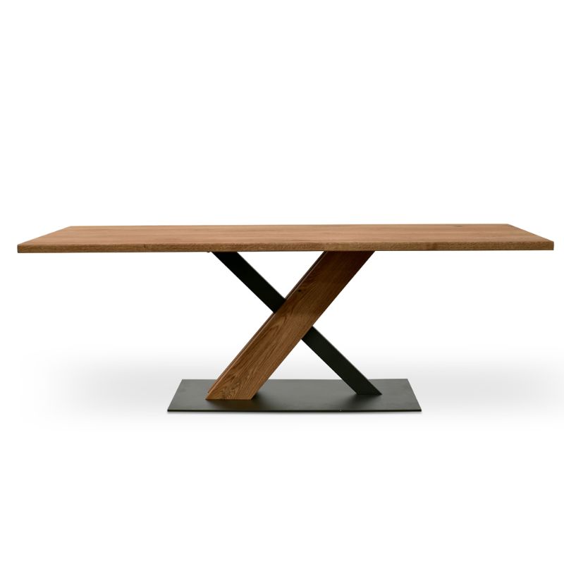 Archer 220CM Oak Wooden Dining Table Front View