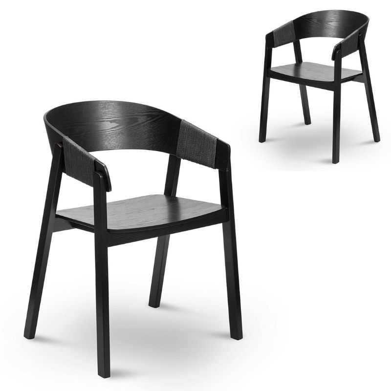 Ashcroft Rattan Dining Chiar Set Of 2 Black