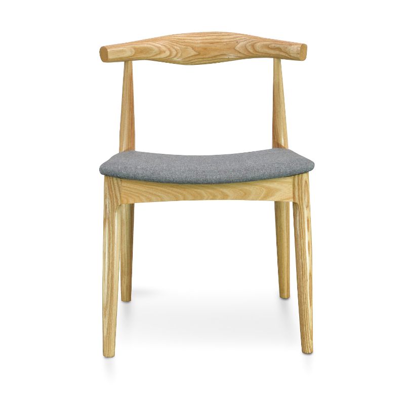 Ashville Elbow Dining Chair Light Grey And Natural Front