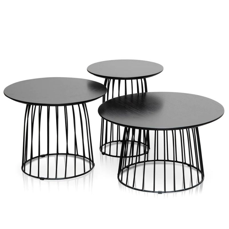 Astoria Side Table Set Black Oak Veneer Set