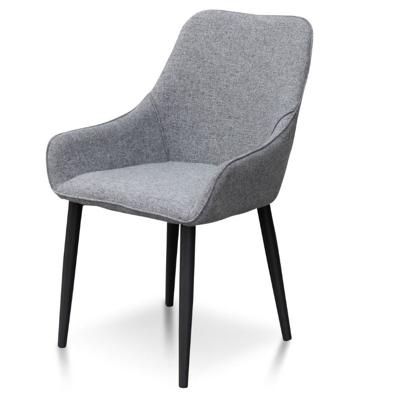 Auden Dining Chair Set Of 2 Pebble Grey And Black Legs Angle