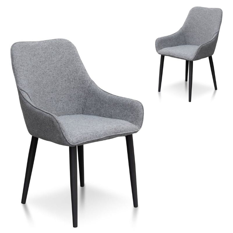 Auden Dining Chair Set Of 2 Pebble Grey And Black Legs Black Legs