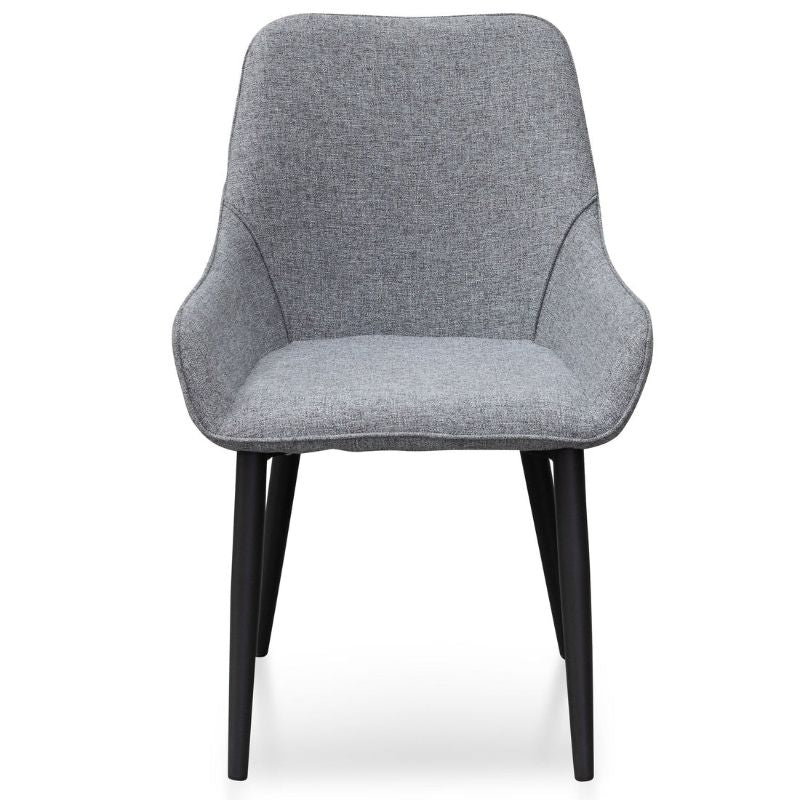 Auden Dining Chair Set Of 2 Pebble Grey And Black Legs Front