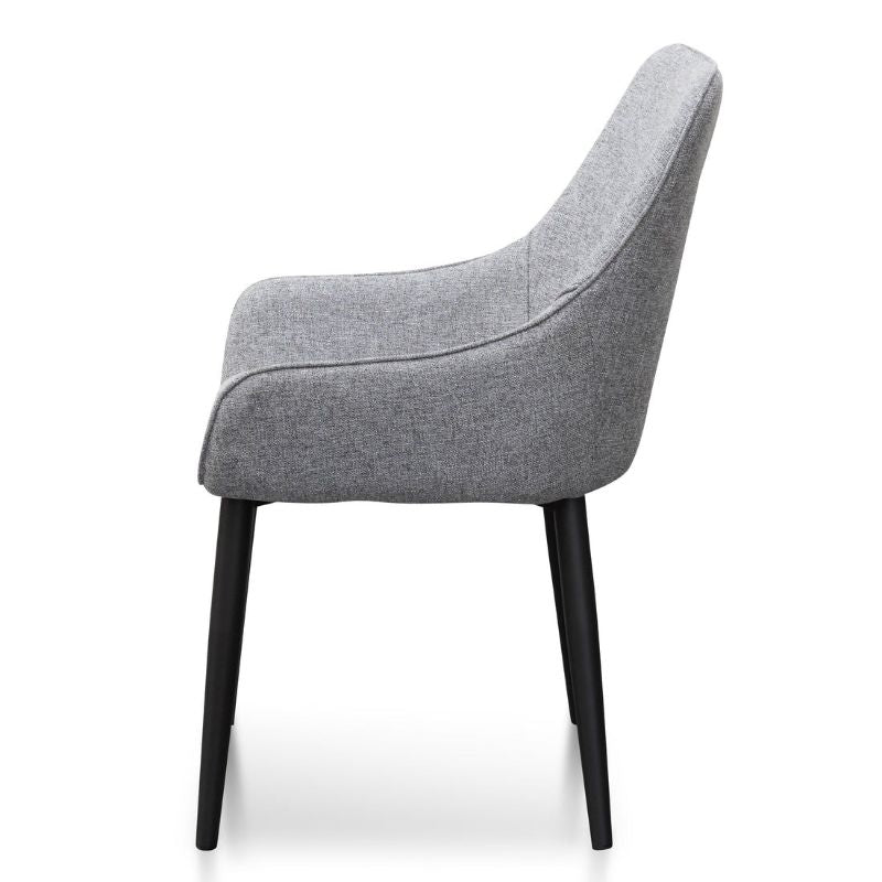 Auden Dining Chair Set Of 2 Pebble Grey And Black Legs Side View