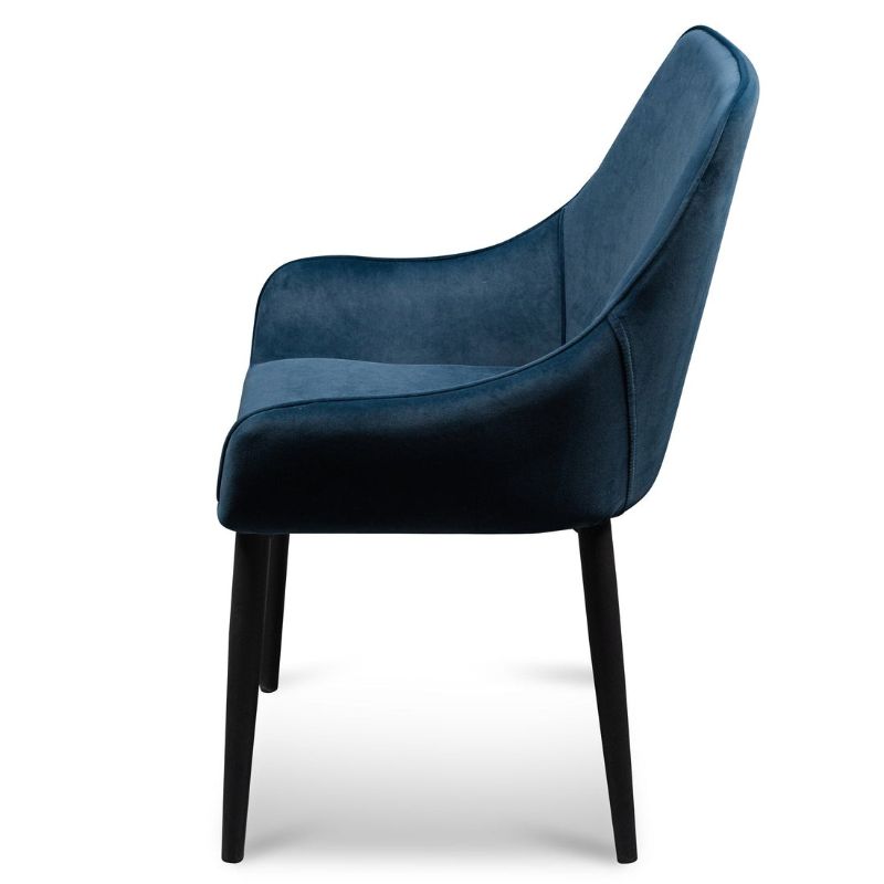Auden Dining Chair Set Of 2 Pebble Navy Blue And Black Side View