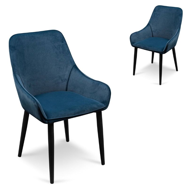 Auden Dining Chair Set Of 2 Pebble Navy Blue And Black