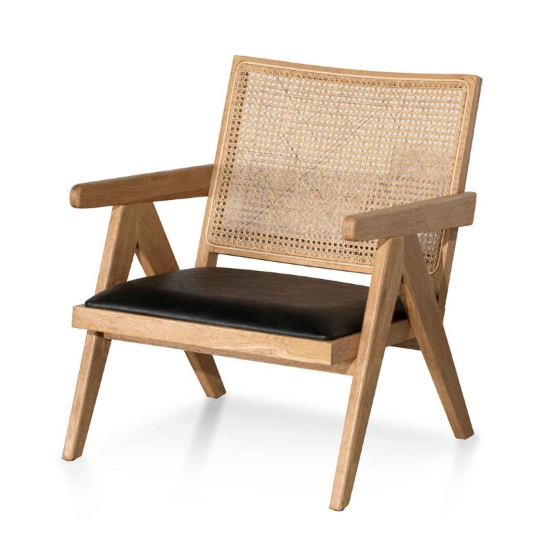 Avoca Rattan Armchair Natural Black Finish Front Angle View