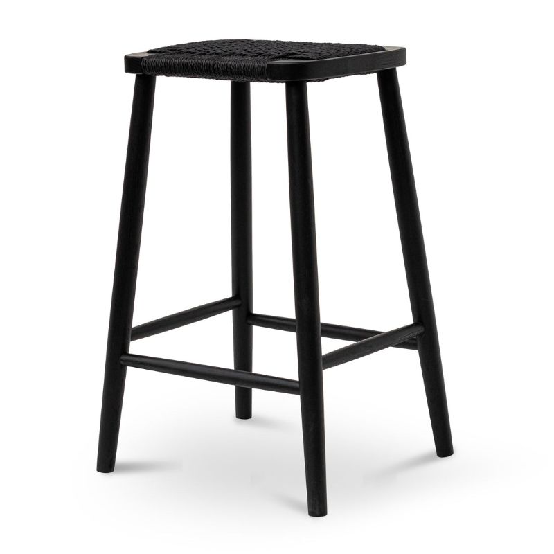 Balmoral 65CM Rattan Bar Stool Black