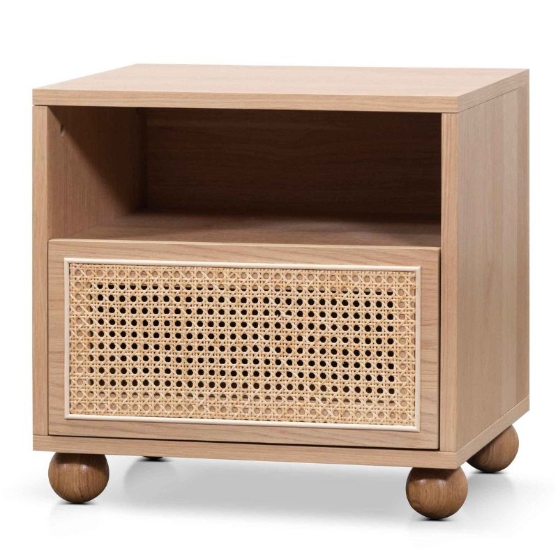Bay Wooden Side Table With Rattan Front Natural Finish Main