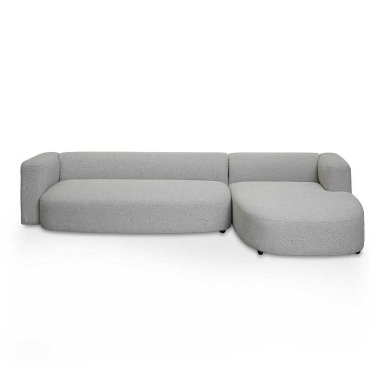 Bayside Fabric Right Chaise Sofa Grey Angle View