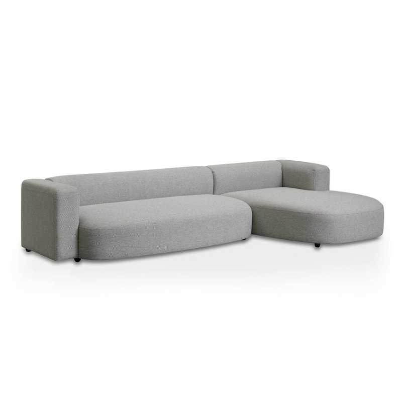 Bayside Fabric Right Chaise Sofa Grey Corner View
