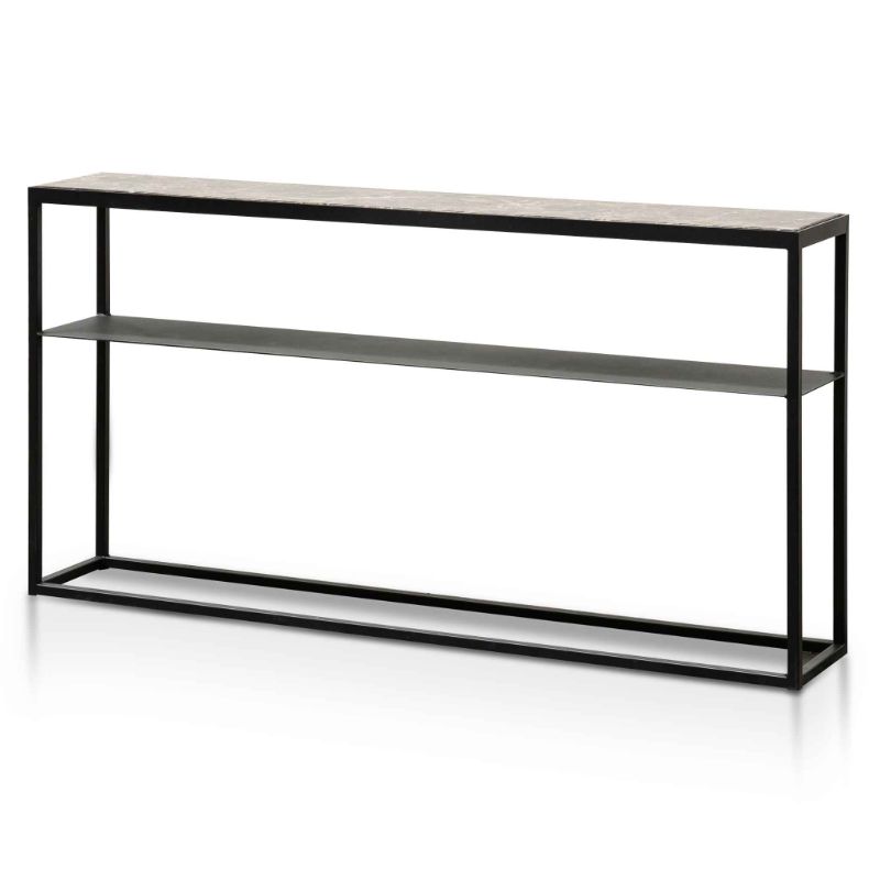 Beach Marble Console Table Black Angle View
