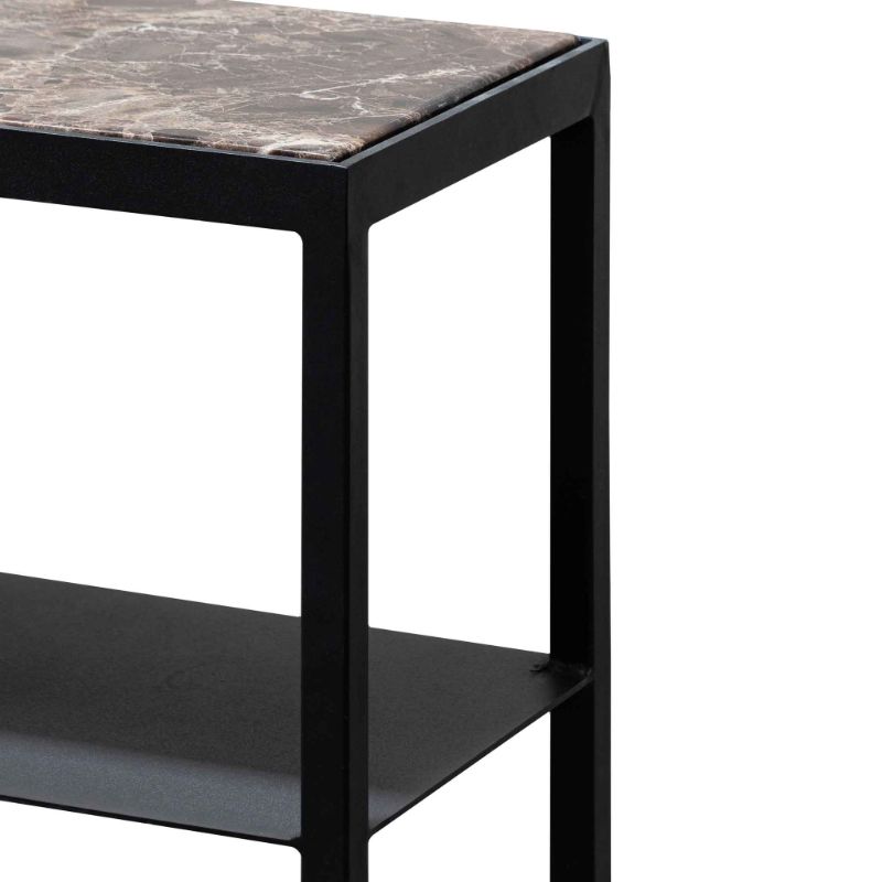 Beach Marble Console Table Black Right Side View