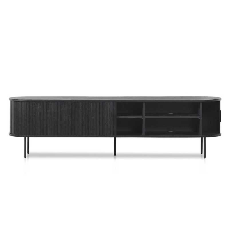 Belleview 200CM Tv Entertainment Unit Black Right Sede Door Open View