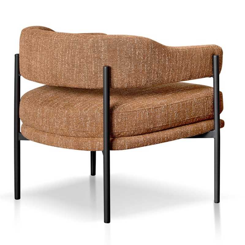 Bellwood Ginger Brown Fabric Armchair Black Legs BAck Side Angle View