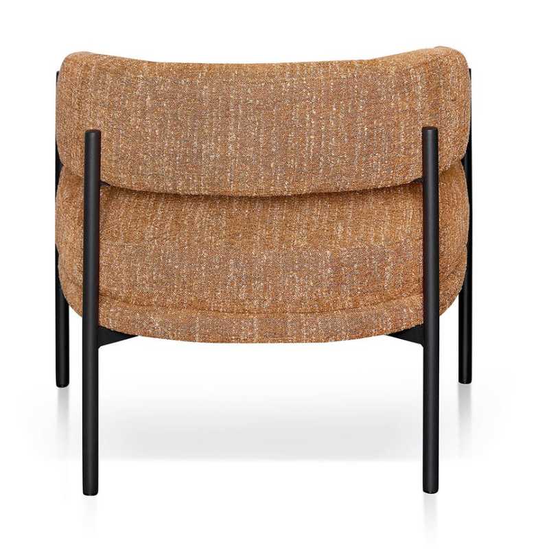 Bellwood Ginger Brown Fabric Armchair Black Legs Back Side View