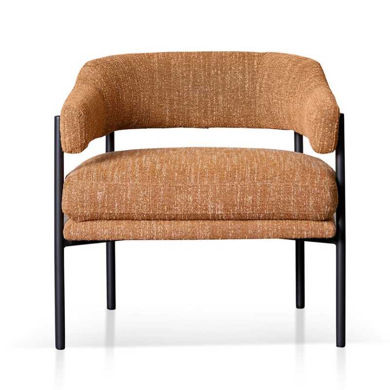 Bellwood Ginger Brown Fabric Armchair Black Legs Front View