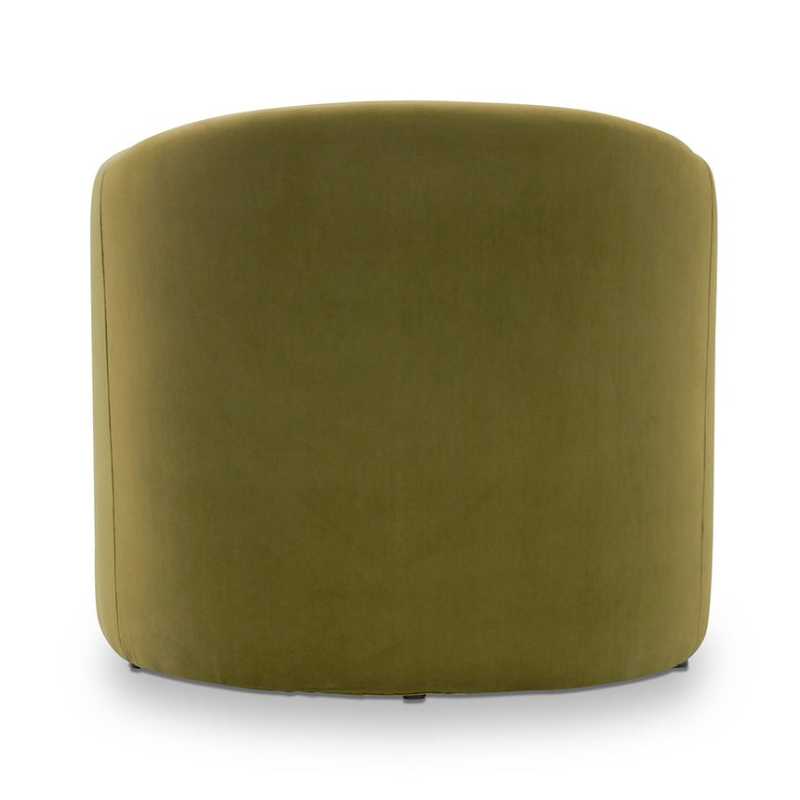 Bloomwood Velvet Armchair Army Green Back Side View