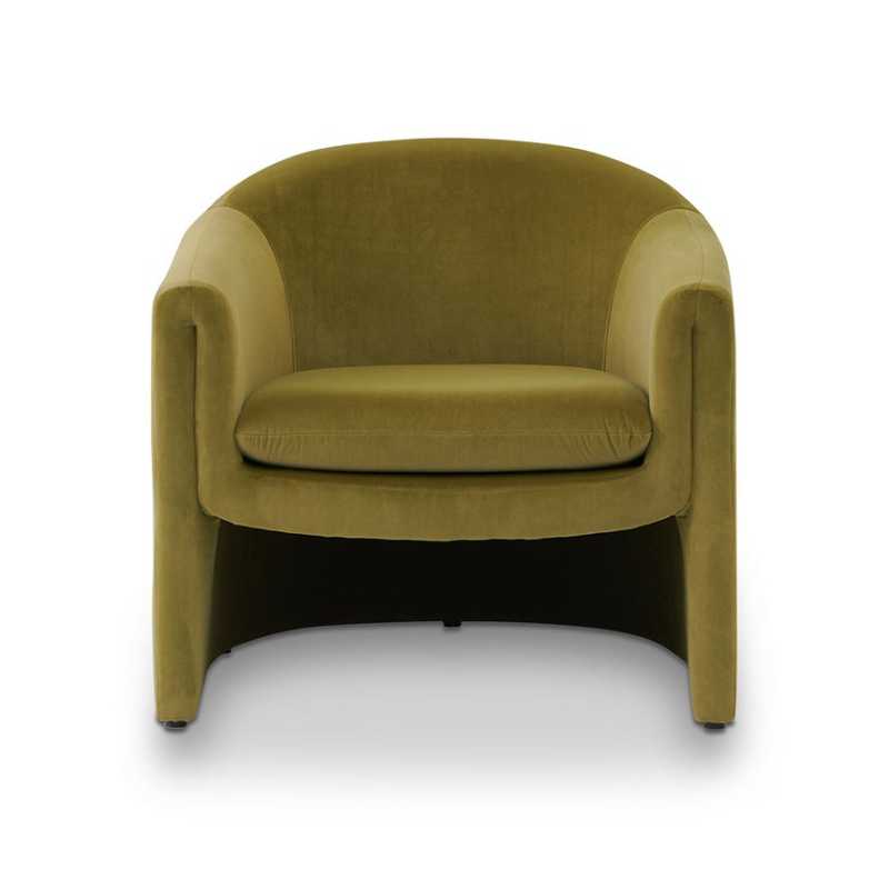 Bloomwood Velvet Armchair Army Green Front View
