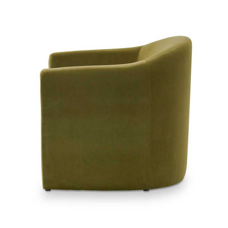 Bloomwood Velvet Armchair Army Green Side View
