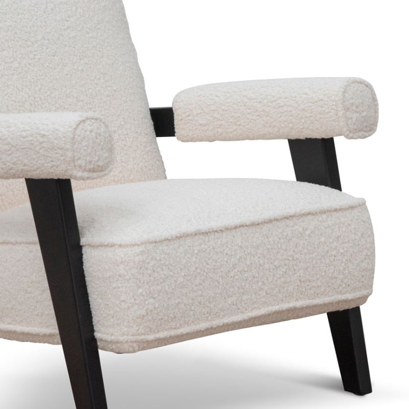 Bluebell Arm Chair Ivory White Sherpa Front Angle View