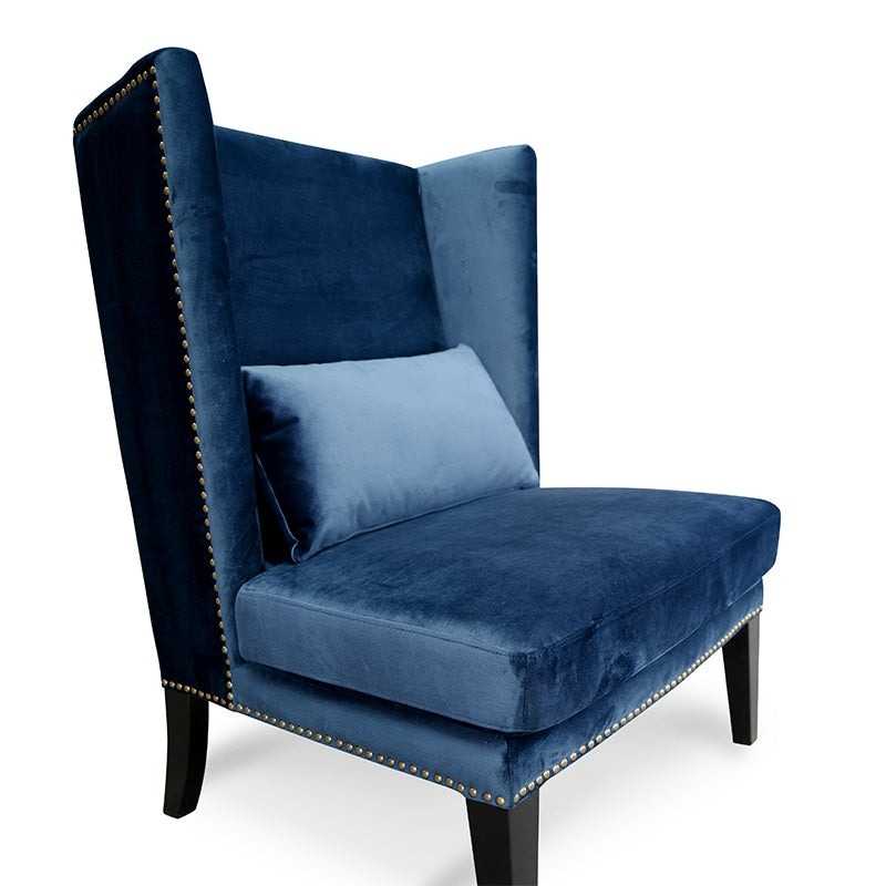 Bluewater Wingback Lounge Chair Navy Blue Angle View