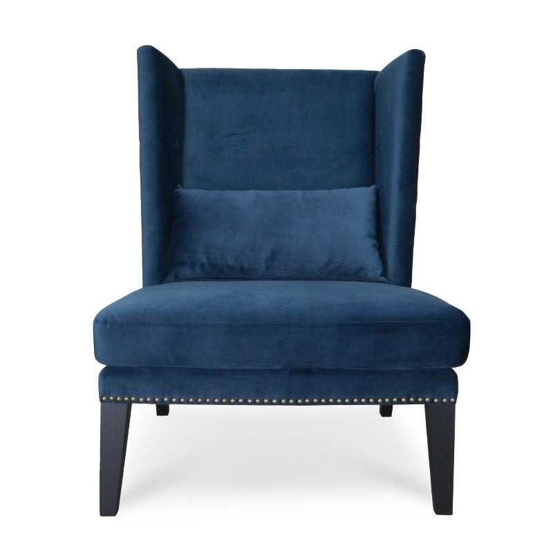 Bluewater Wingback Lounge Chair Navy Blue Front View