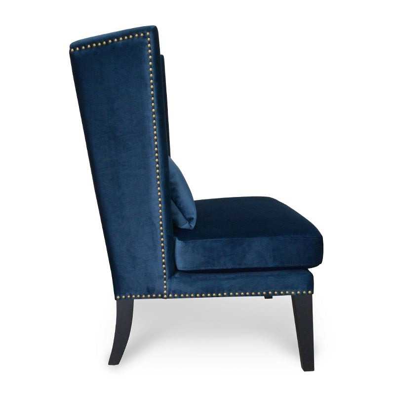 Bluewater Wingback Lounge Chair Navy Blue Side View