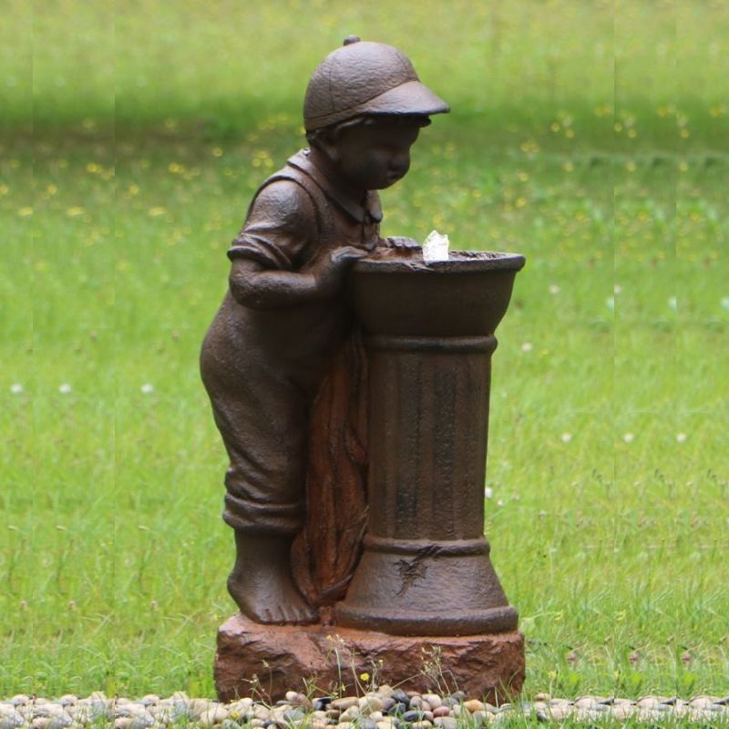 Boy At Water Fountain With Led