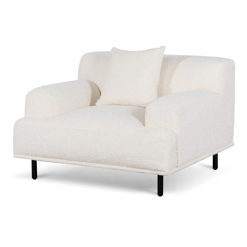 Braewood Armchair Ivory White Boucle Angle