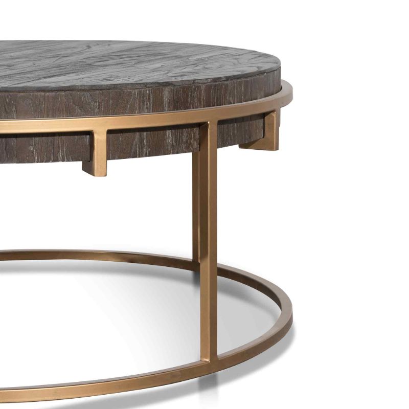 Bristol 100CM Rounds Coffee Table Gold Base Right Side
